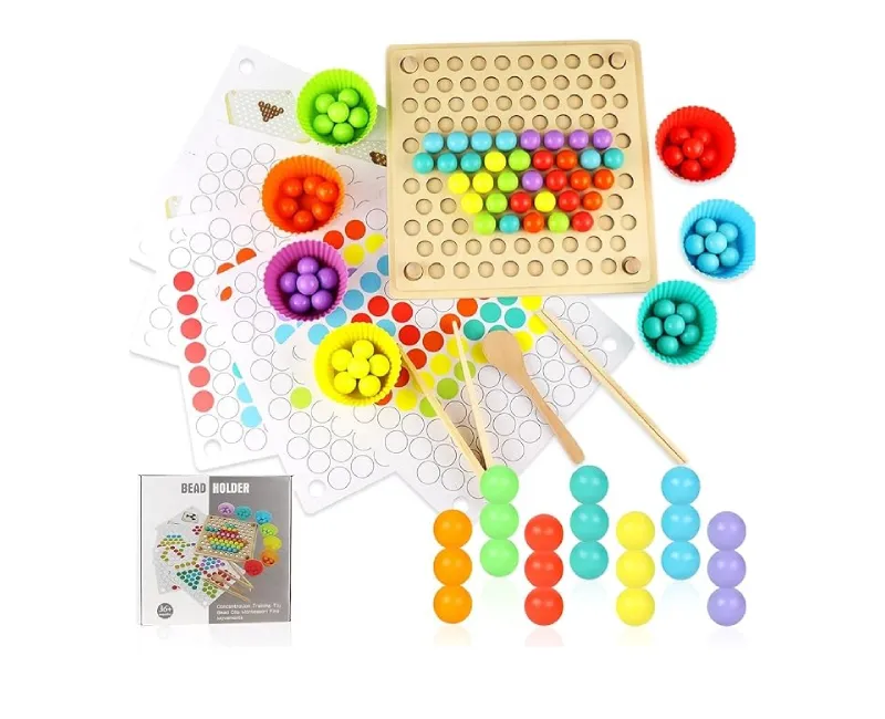 لوحة خرز خشبية مكونة من 77 قطعة