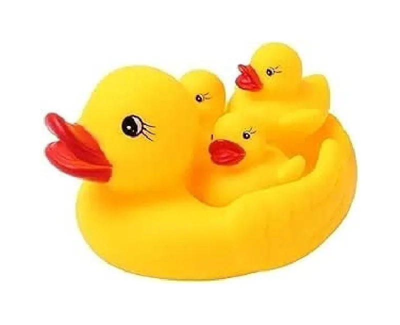 بط مطاطي يصدر صوتا عند الضغط عليه4  قطع (أصفر)