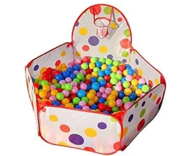 بيت كور سداسي في شنطة باسكت بول 120*102*72  كبير مع 50 كرة _ احمر