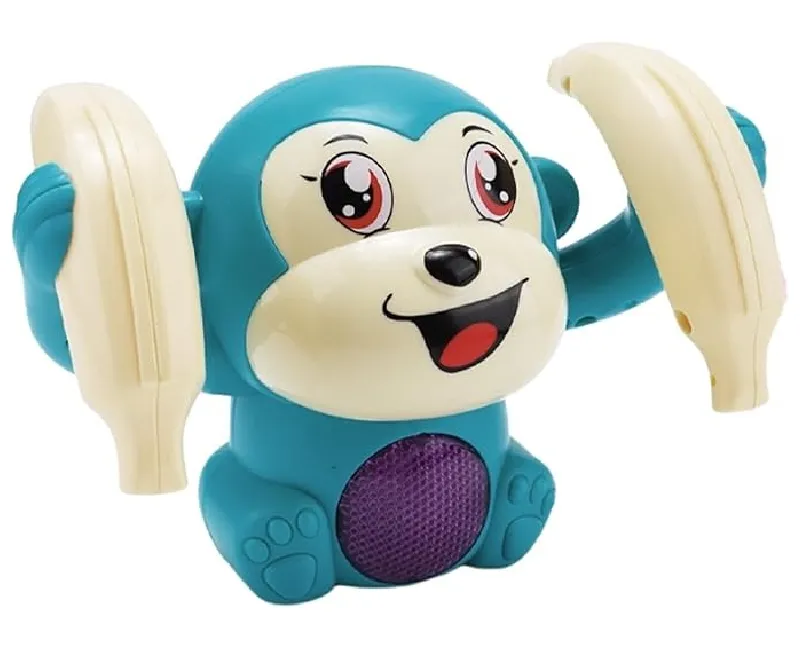 قرد متحرك مع موزتين-أزرق