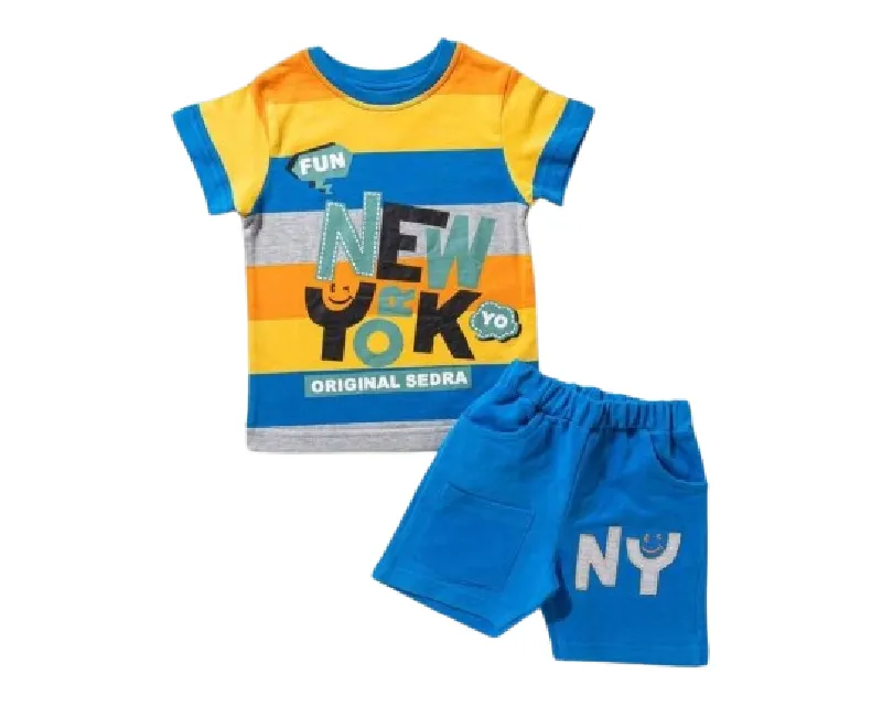 ترنج ولادي ( شورت وتيشيرت ) ازرق