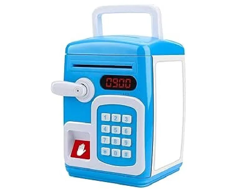 حصالة أطفال ذكية ببصمة الأصبع (أزرق)