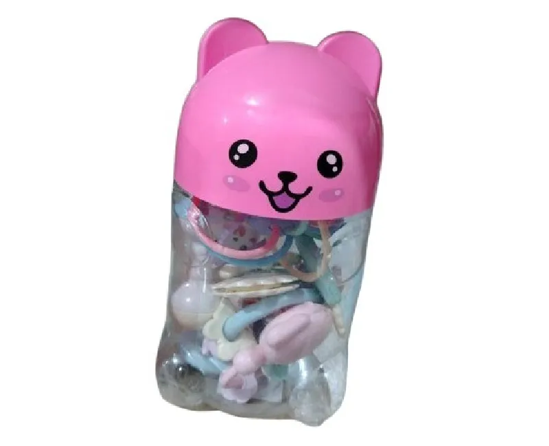 علبة شخاليل بشكل الدب 10 قطع (بينك)