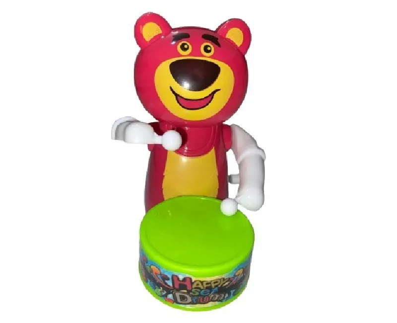 دب بطبلة متحرك بلاستيك(بينك)