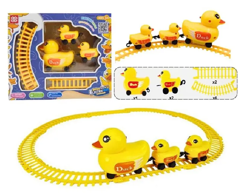 قطار البط 3 عربات 8 قضبان - اصفر