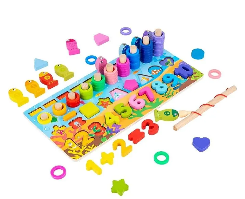 سبورة  مكعبات خشب تعليمية 4 أنشطة