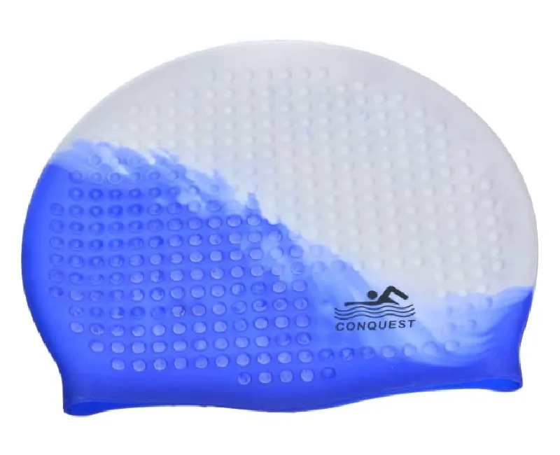 بونية سباحة سليكون  محبب-ابيض و ازرق