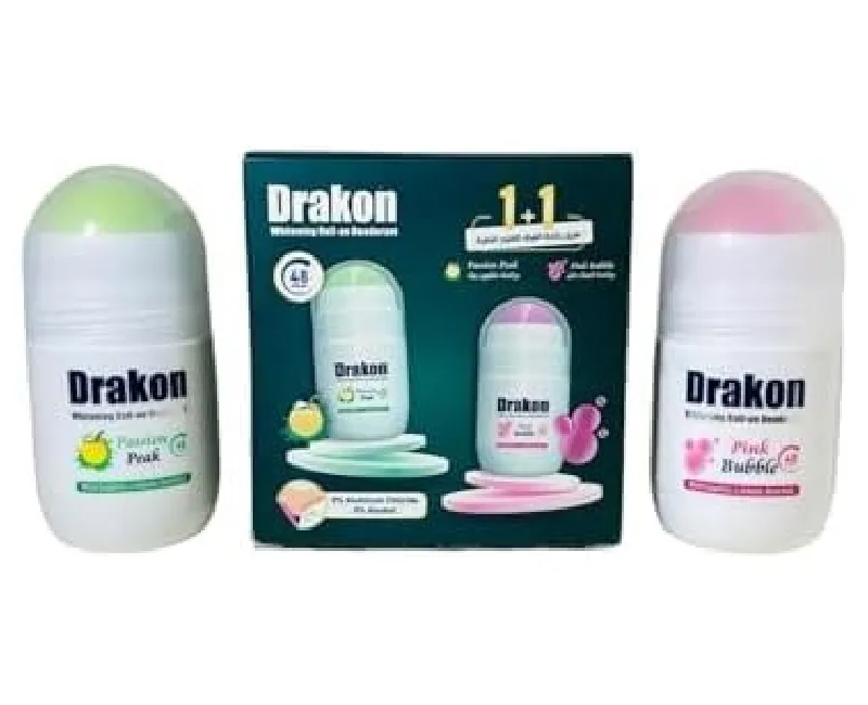 مزيل عرق دراكونرول اون لتفتيح البشرة 50 مل  عرض قطعتين (باشون بيك +بينك بابل )
