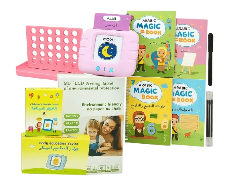 عرض -تنمية المهارات والتعليم للطفل مكون من -كونكت فور -4 كتب ماجيك بوك - قارئ كروت عربي وانجليزي - تابلت تعليمي 8.5 بوصة