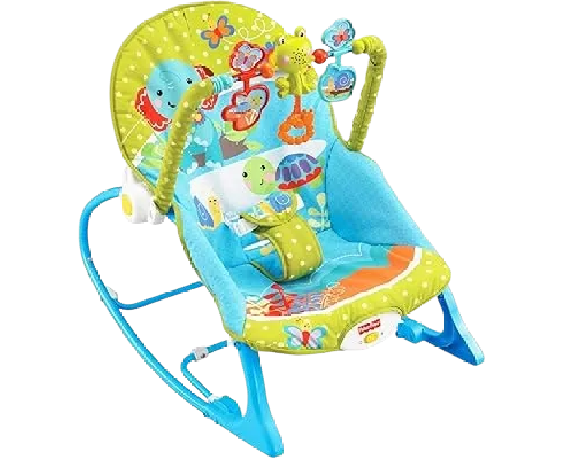 باونسر هزاز مع شريط العاب بلاستيكية -ازرق -اخضر tiibaby