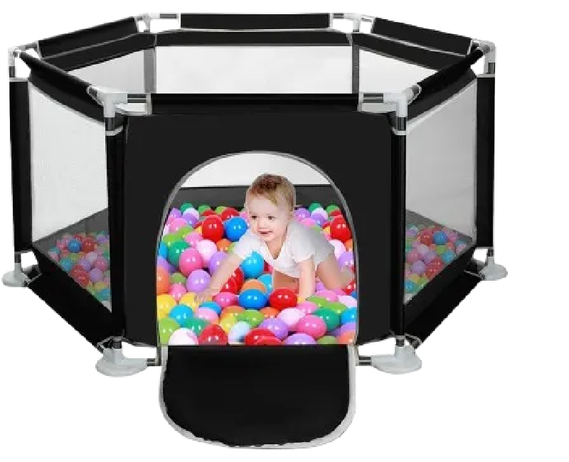 بيت كور سداسي بدون باسكت  105×60سم مع 50 كورة - اسود