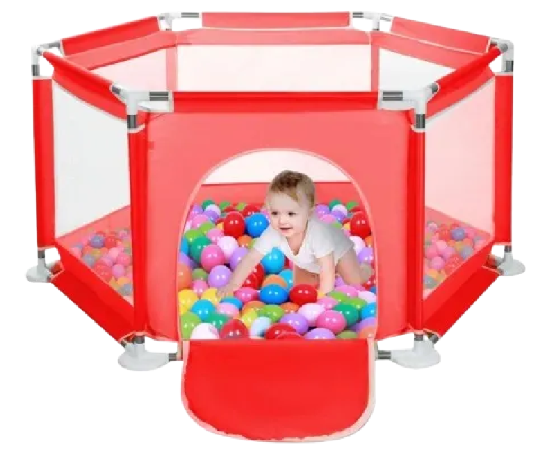 بيت كور سداسي بدون باسكت بول  105×60سم مع 50 كورة - احمر