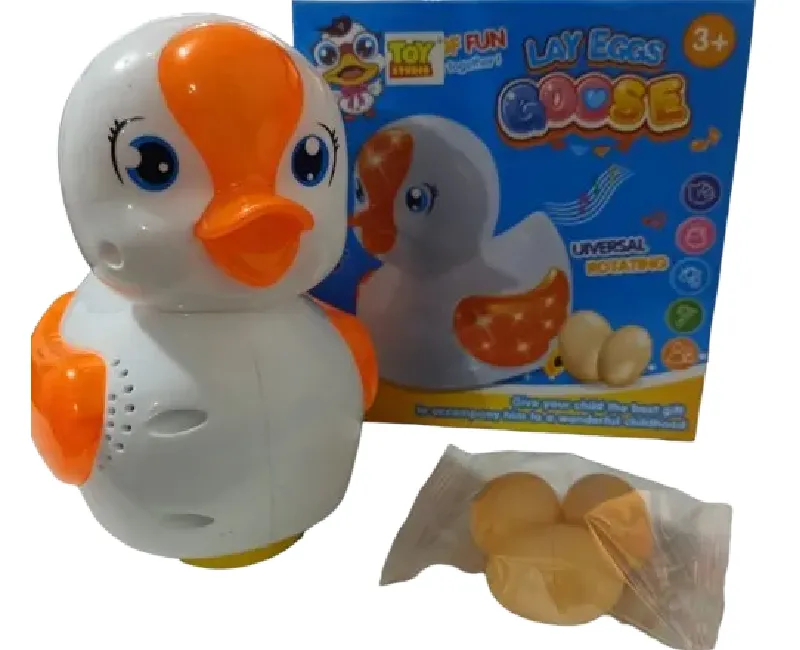 بطة متحركة موسيقية  مع 3 بيضات -ابيض