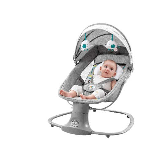 كرسي هزاز و سرير اطفال 3×1من ماستيلا (رمادي)