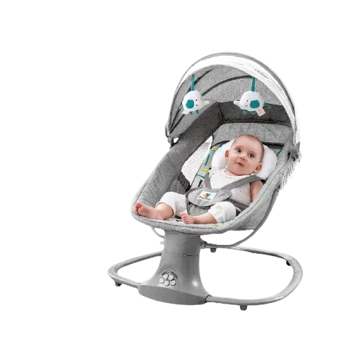 كرسي هزاز و سرير اطفال 3×1من ماستيلا (رمادي)