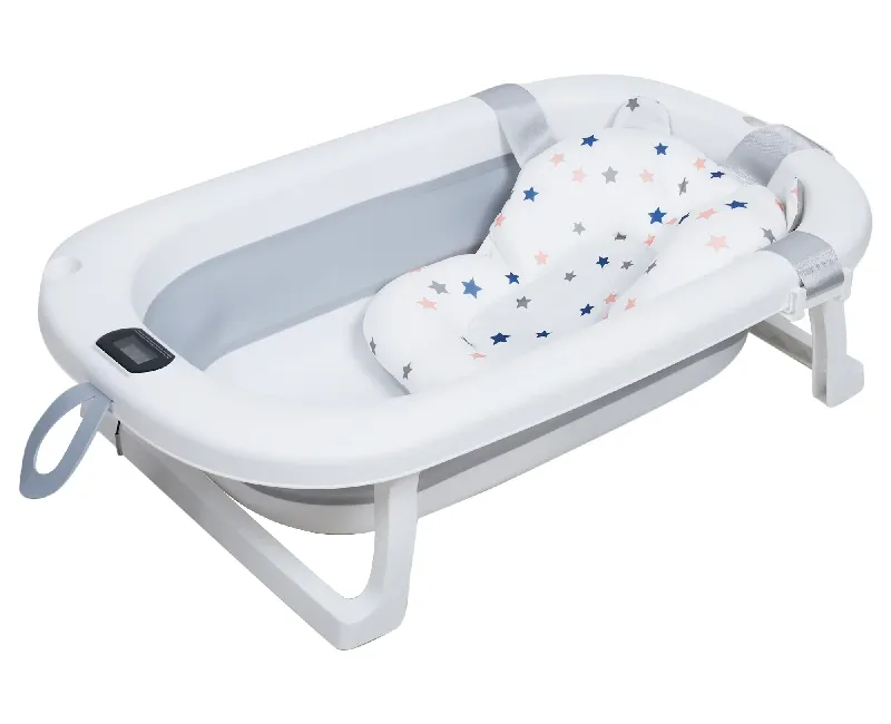 بانيو استحمام ديجيتال مع مخدة استحمام و كاب شاورو 2 ليفة   _ لون رمادي