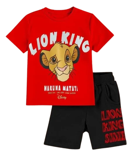 ترنج ولادي قطعتين شورت وتي شيرت احمر في اسود*68