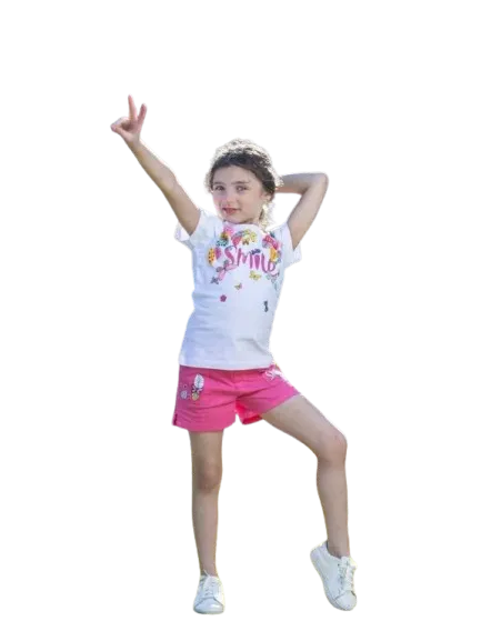 طقم بناتي مكون من قطعتين شورت وتي شيرت *34