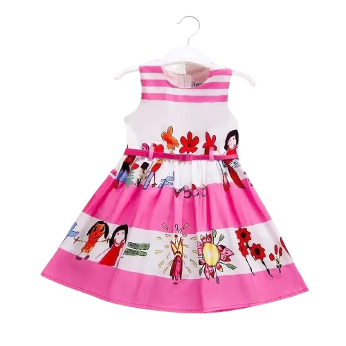 فستان بناتي بحزام جلد *66