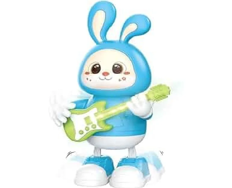 ارنب بجيتار راقص موسيقى و ضوء _ ازرق